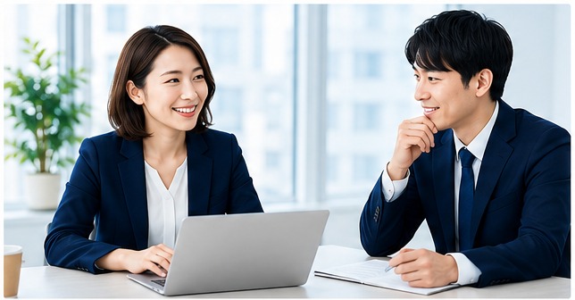採用課題について打ち合わせる採用担当者